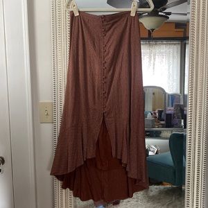 NWT Abercrombie & Fitch brown ruffle maxi high low skirt